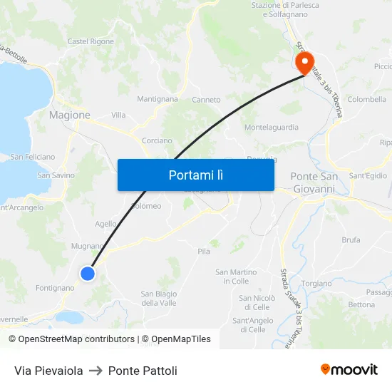 Via Pievaiola to Ponte Pattoli map