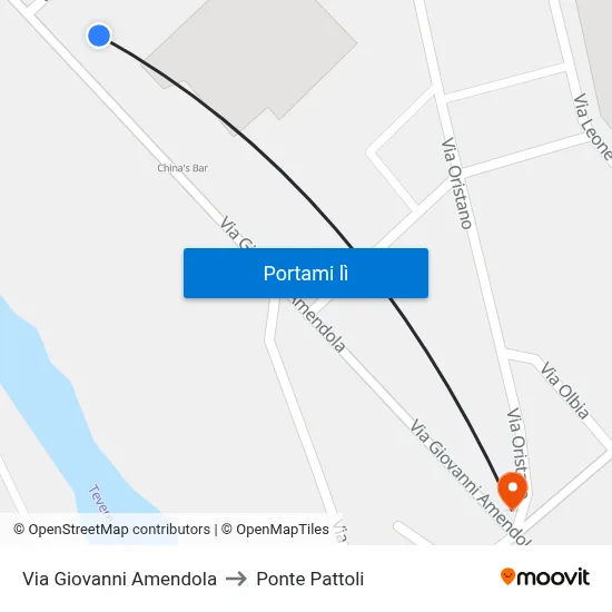 Via Giovanni Amendola to Ponte Pattoli map
