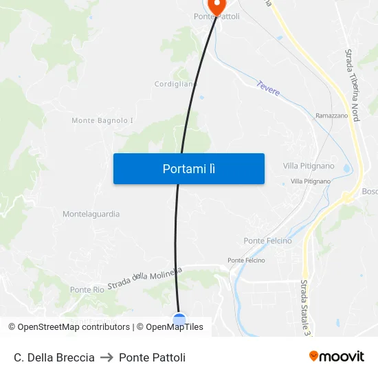 C. Della Breccia to Ponte Pattoli map