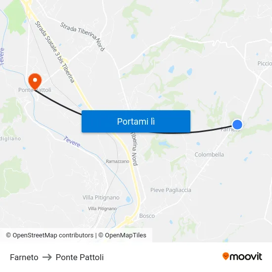 Farneto to Ponte Pattoli map