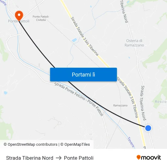 Strada Tiberina Nord to Ponte Pattoli map