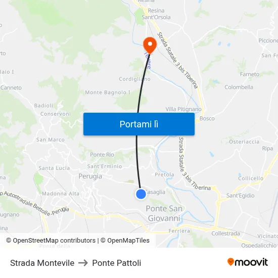 Strada Montevile to Ponte Pattoli map