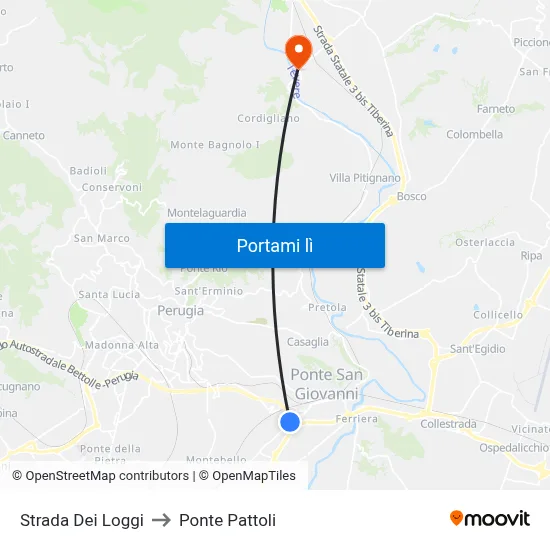 Strada Dei Loggi to Ponte Pattoli map