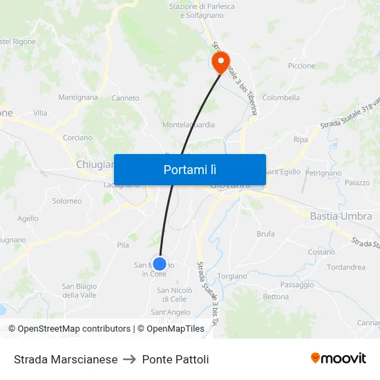 Strada Marscianese to Ponte Pattoli map