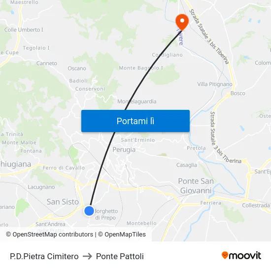 P.D.Pietra Cimitero to Ponte Pattoli map