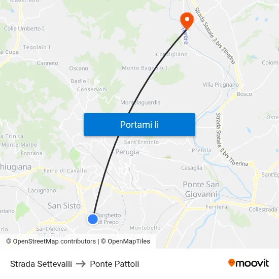 Strada Settevalli to Ponte Pattoli map
