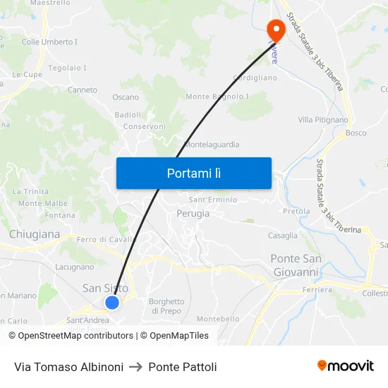 Via Tomaso Albinoni to Ponte Pattoli map