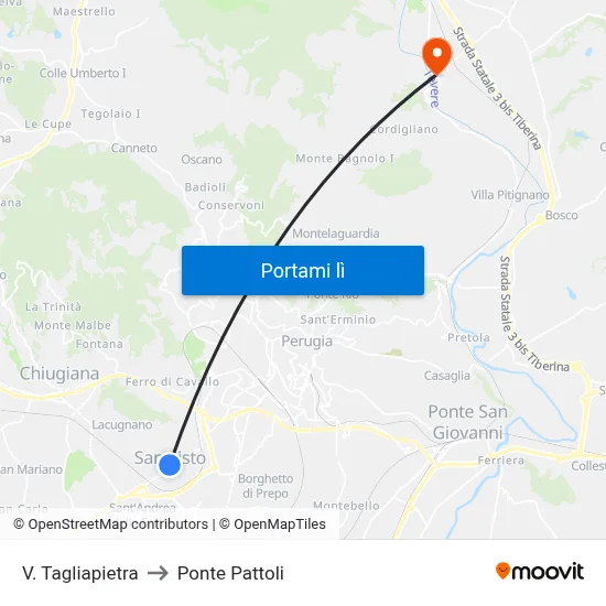 V. Tagliapietra to Ponte Pattoli map