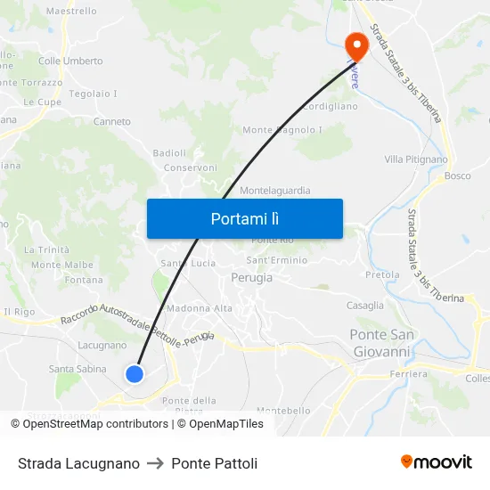 Strada Lacugnano to Ponte Pattoli map