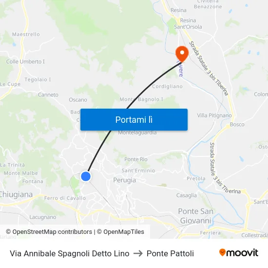 Via Annibale Spagnoli Detto Lino to Ponte Pattoli map