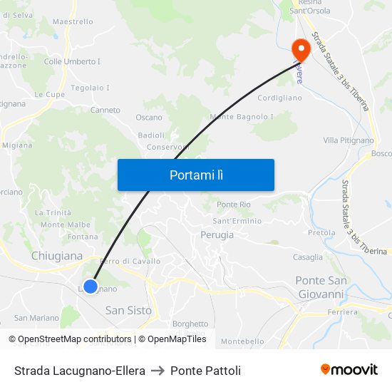 Strada Lacugnano-Ellera to Ponte Pattoli map