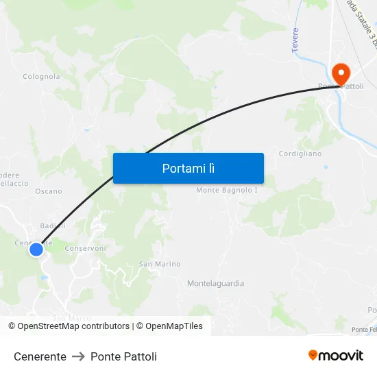 Cenerente to Ponte Pattoli map