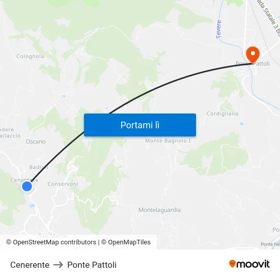 Cenerente to Ponte Pattoli map