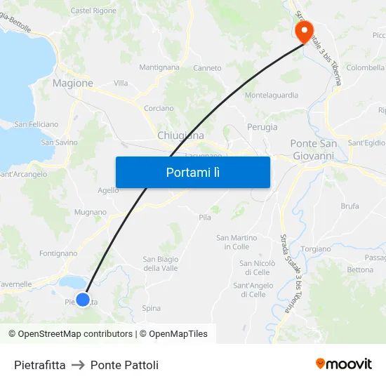 Pietrafitta to Ponte Pattoli map