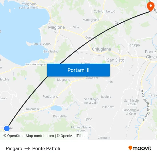 Piegaro to Ponte Pattoli map