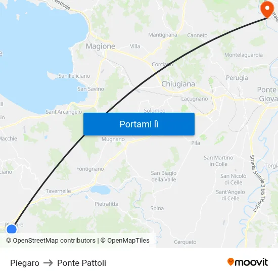 Piegaro to Ponte Pattoli map