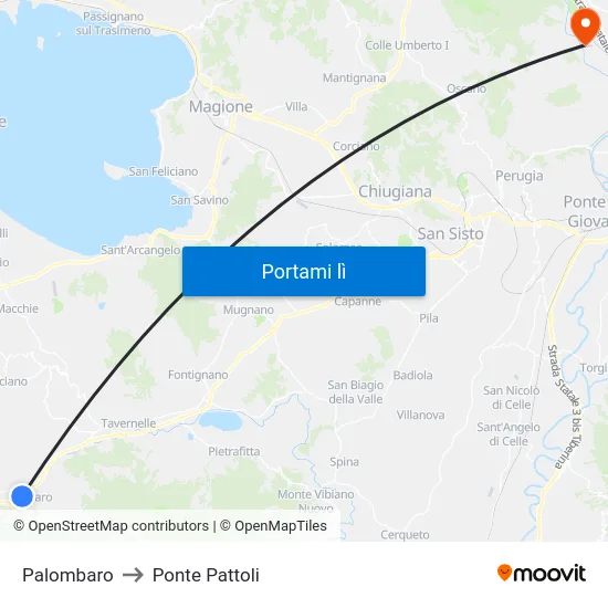 Palombaro to Ponte Pattoli map