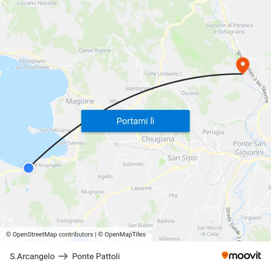 S.Arcangelo to Ponte Pattoli map