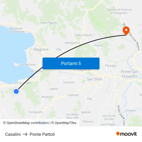 Casalini to Ponte Pattoli map