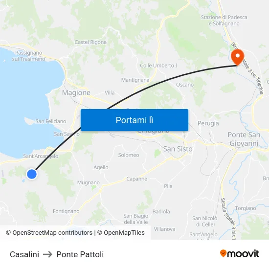 Casalini to Ponte Pattoli map