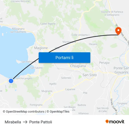Mirabella to Ponte Pattoli map