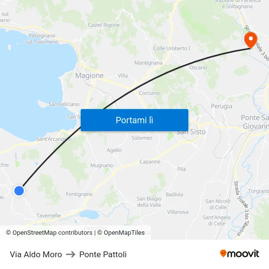Via Aldo Moro to Ponte Pattoli map