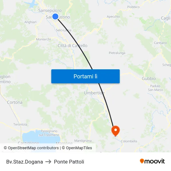 Bv.Staz.Dogana to Ponte Pattoli map