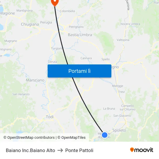 Baiano Inc.Baiano Alto to Ponte Pattoli map