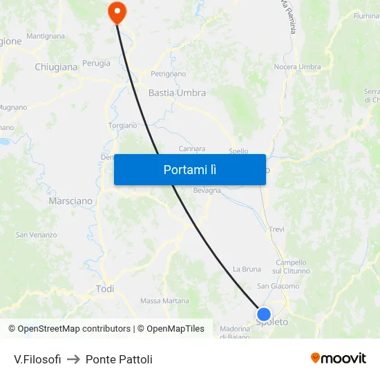 V.Filosofi to Ponte Pattoli map