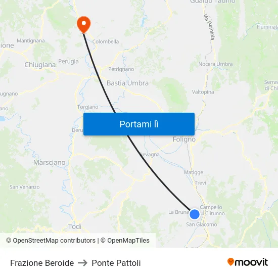 Frazione Beroide to Ponte Pattoli map
