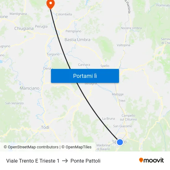 Viale Trento E Trieste 1 to Ponte Pattoli map