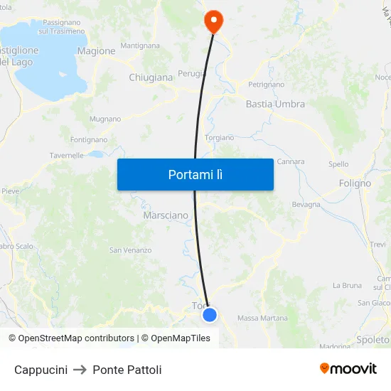 Cappucini to Ponte Pattoli map