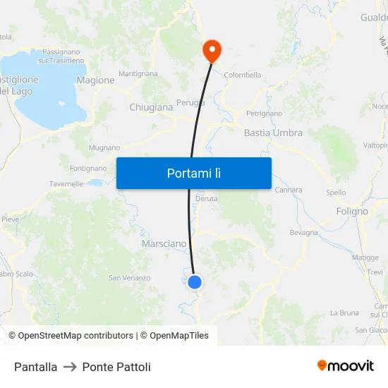 Pantalla to Ponte Pattoli map