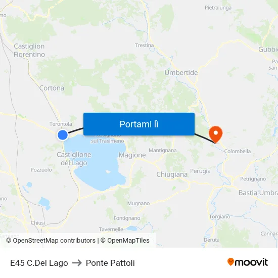 E45 C.Del Lago to Ponte Pattoli map
