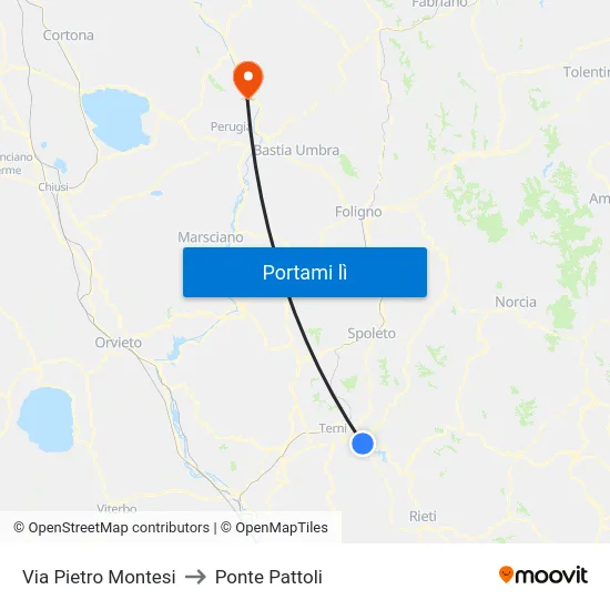 Via Pietro Montesi to Ponte Pattoli map