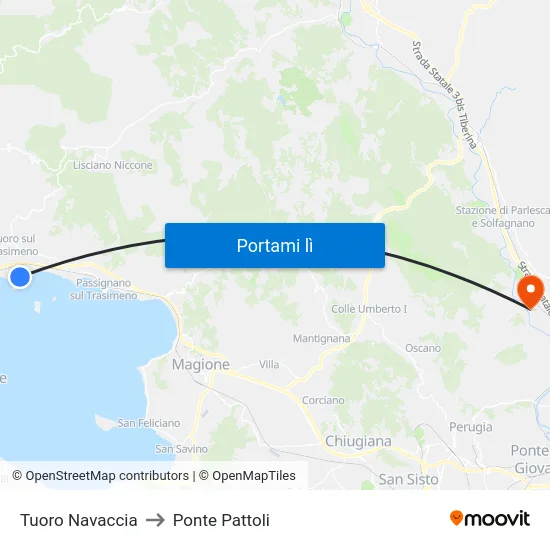 Tuoro Navaccia to Ponte Pattoli map
