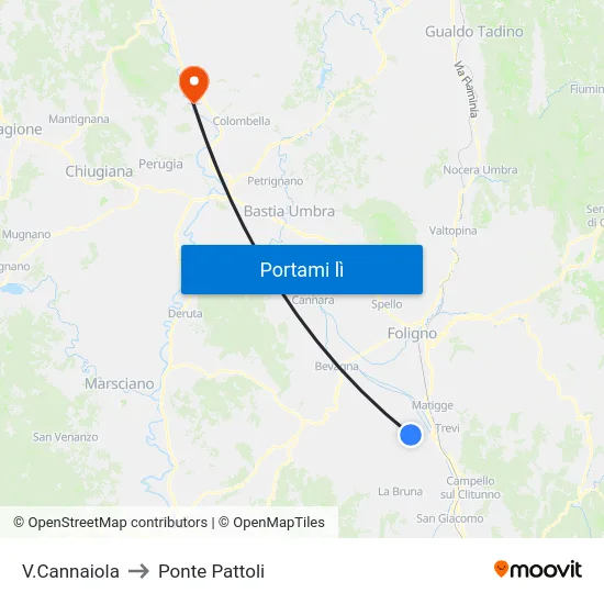 V.Cannaiola to Ponte Pattoli map