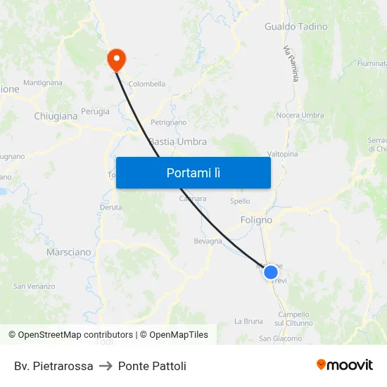 Bv. Pietrarossa to Ponte Pattoli map