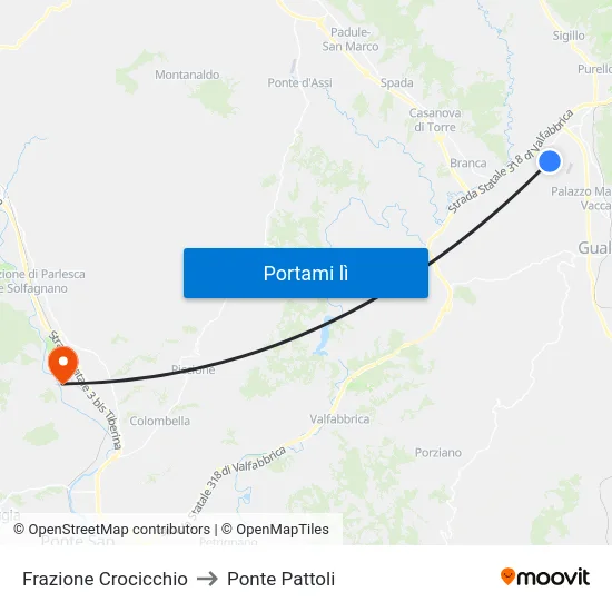 Frazione Crocicchio to Ponte Pattoli map