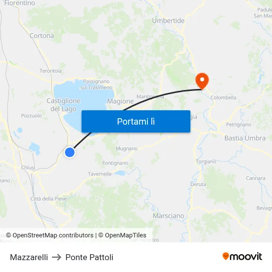 Mazzarelli to Ponte Pattoli map