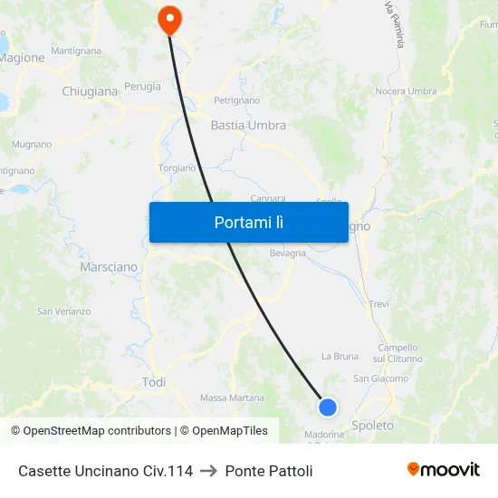 Casette Uncinano Civ.114 to Ponte Pattoli map