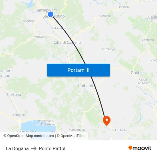 La Dogana to Ponte Pattoli map