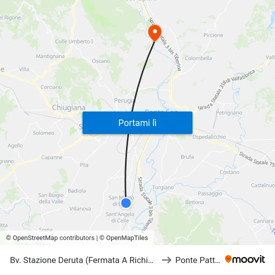 Bv. Stazione Deruta (Fermata A Richiesta) to Ponte Pattoli map