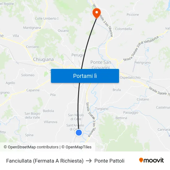 Fanciullata (Fermata A Richiesta) to Ponte Pattoli map