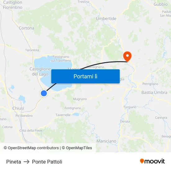 Pineta to Ponte Pattoli map