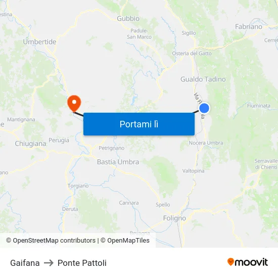 Gaifana to Ponte Pattoli map