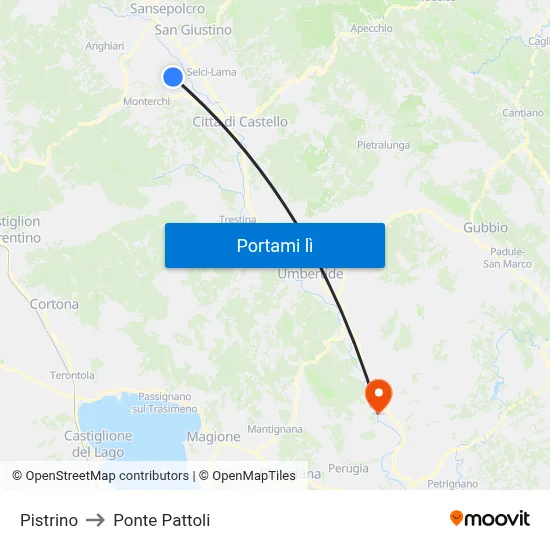 Pistrino to Ponte Pattoli map