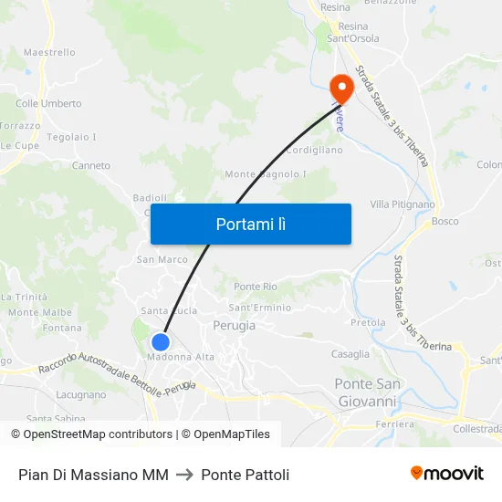 Pian Di Massiano M​M to Ponte Pattoli map