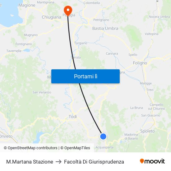 M.Martana Stazione to Facoltà Di Giurisprudenza map