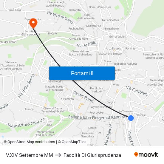 V.X​I​V Settembre M​M to Facoltà Di Giurisprudenza map